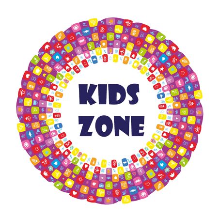 Kids zone banner with funny pattern. Vector graphic illustrationのイラスト素材