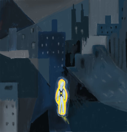 Pandemic corona isolation in the city - dark mood illustrationの写真素材