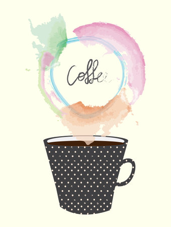 Cup of copy with abstract copy space frame for text. Vector graphic illustrationのイラスト素材