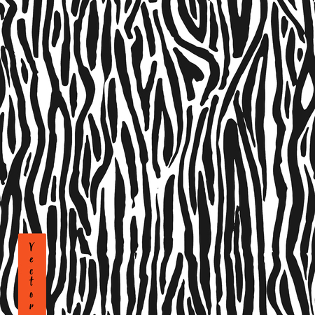 Zebra hand drawn seamless pattern in vector. Vertical stripes pattern.のイラスト素材