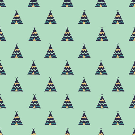 Teepee pattern. Wigwam native american summer tent illustration in vector. Indian background pattern.のイラスト素材