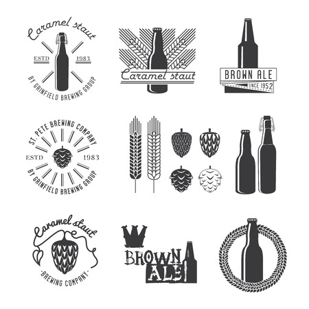Vintage Style Craft Beer Label, Emblems, Logo Setのイラスト素材