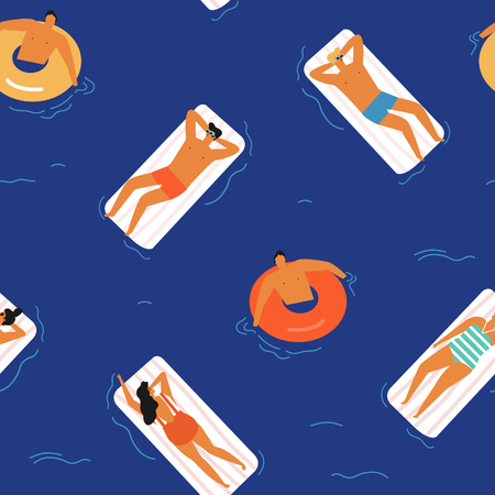 Summer time beach illustration in vector.のイラスト素材