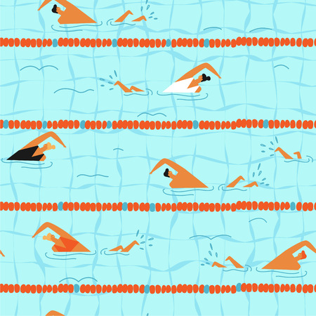People swim in the swimming pool seamless pattern.のイラスト素材