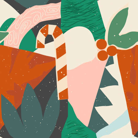 Modern Christmas and New Year decoration seamless pattern. Vector illustrationのイラスト素材