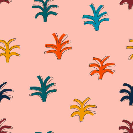 Contemporary Tropical palm collage seamless pattern. Cut out shapes illustration. . Vector...