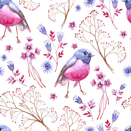 Seamless crimson blue texture. Natural cliparts for wedding design, artistic creation.の写真素材