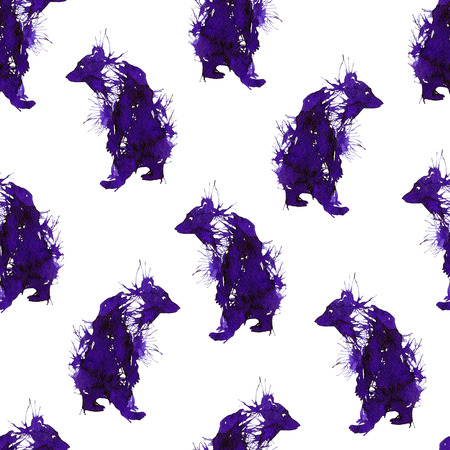 Ink violet wild bears. Seamless textureの写真素材