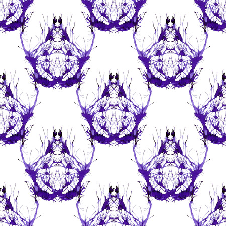 Seamless violet ornament of branches. Ornament 2 - large pattern with fantastic animal.の写真素材
