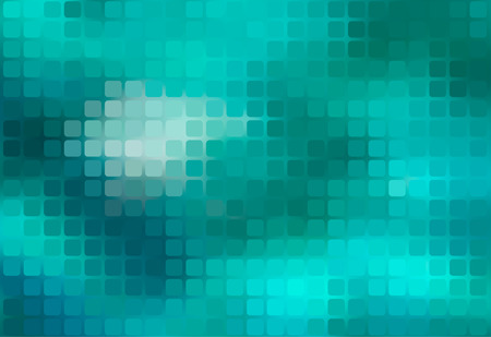Turquoise green vector abstract rounded corners square tiles mosaic background over white blurred backgroundのイラスト素材
