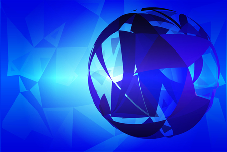 Blue abstract random sizes triangle geometric background with stylized planetのイラスト素材