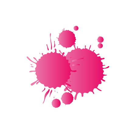 Pink vivid vector watercolor paint drops on whiteのイラスト素材