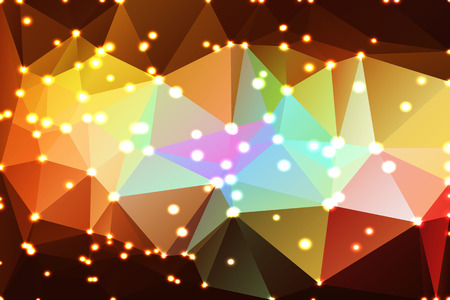 Red pink green blue brown abstract low poly geometric background with defocused lightsのイラスト素材