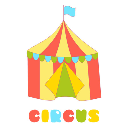 Colorful vector striped circus tent isolated on the white backgroundのイラスト素材