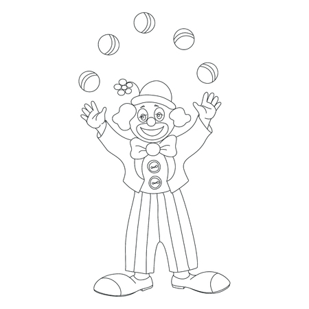 Circus vector character clown juggler outline doodle styleのイラスト素材