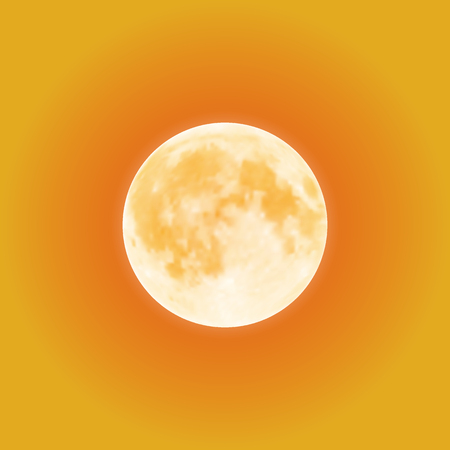Vector bloody full moon over dark night sky background. Halloween holiday greeting card