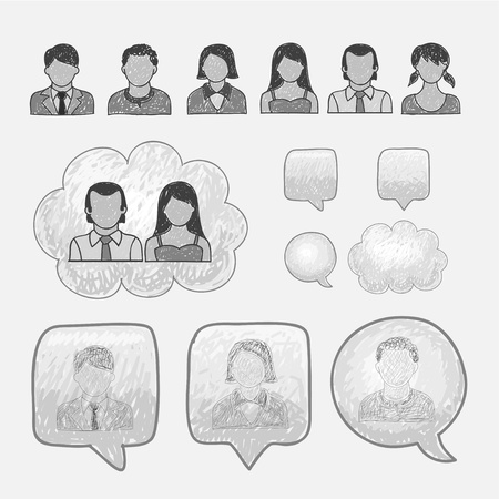 Head People Line Icons のイラスト素材