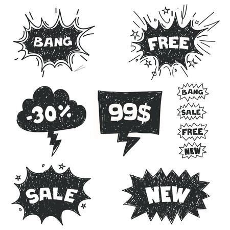 Sale comic bubbles のイラスト素材