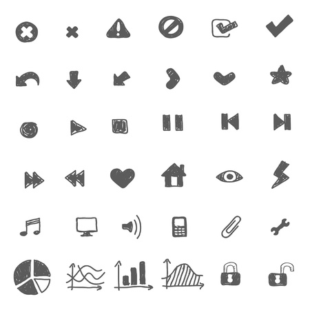 Hand drawn icon setのイラスト素材