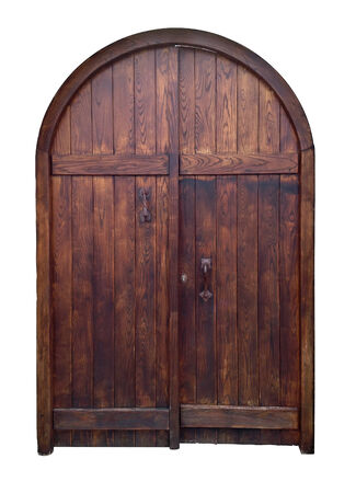 old wooden door isolated on white の写真素材