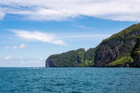 tropical island with blue skyの写真素材
