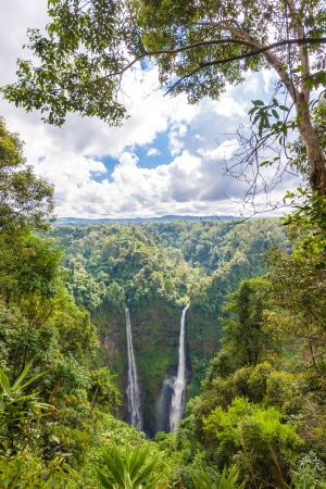 wide shot of Tad Fan Waterfall in southern Laosの写真素材