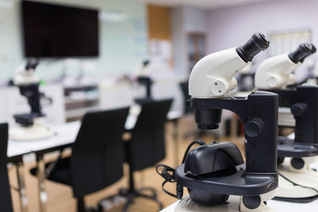 Microscope for analyze jewel in laboratory room