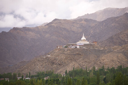 Shanti Stupa, Ladakh, Leh, Indiaの写真素材