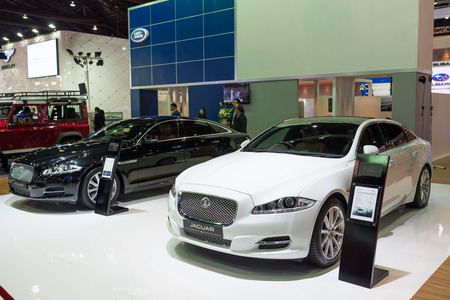 BANGKOK - MARCH 25 : Jaguar XJ on display at The 35th Bangkok International Motor Show on March 25, 2014 in Nonthaburi, Thailand.のeditorial素材
