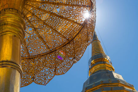 Golden pagoda of Wat Phra That Doi Suthep, Chiang Mai, Thailandの写真素材