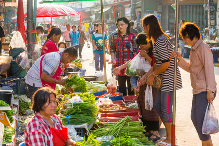 NAN - October 13   Unidentified people shopping in local market ,October 13, 2013 Nan, Thailand のeditorial素材