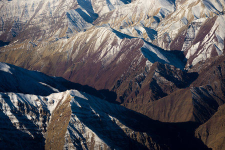 snow capped mountain rangeの写真素材