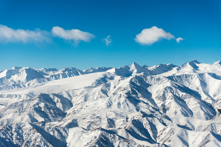 aerial view of snow mountain rangeの写真素材