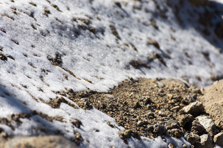 snow layer cover on groundの写真素材