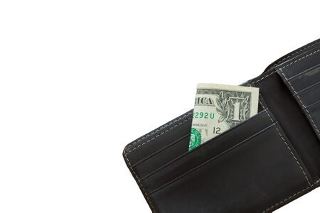folded dollar bill in wallet