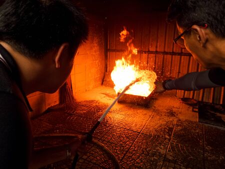 BANGKOK, THAILAND - JULY 31 : Fire fighting drill practice on July 31, 2014 in Bangkok, Thailand.のeditorial素材
