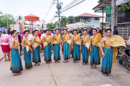 LOEI, THAILAND - JUNE 28 : group of pretty women in Phi ta khon halloween festival on June 28 2014 in Loei, Thailandのeditorial素材