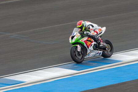 BURIRAM - MARCH 21 :  Marco Faccani on race with Kawasaki ZX-6R at Chang International Circuit on March 21 2015, Thailandのeditorial素材