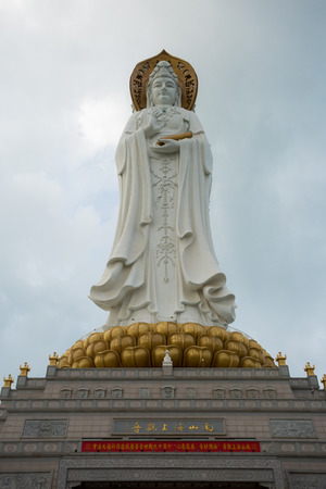 largest Guan Yin white marble statue in Hainan, Chinaの写真素材