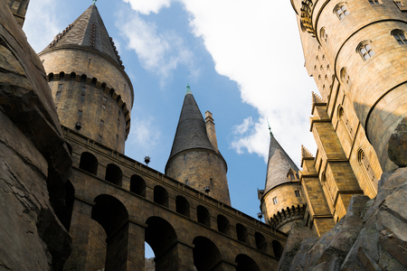 Close up of Hogwarts castle the school of wizardry in Harry Potter movies in Universal Studios Japanのeditorial素材