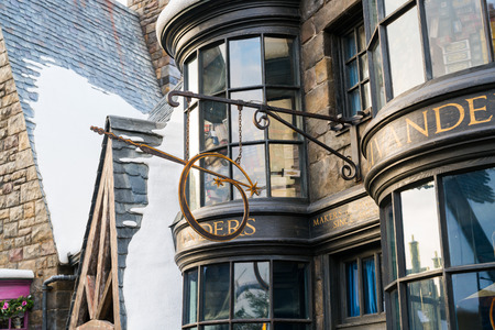 metal logo of Olivanders wizerdry wand makers from Harry Potter movies in Universal Studios Japanのeditorial素材