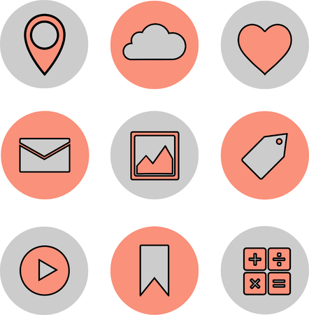 A collection of icons in a stylish color scheme. Communications. Isolated.のイラスト素材