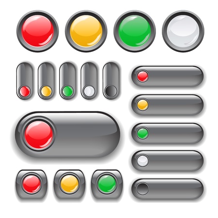Web glossy buttons with metallic bordersのイラスト素材