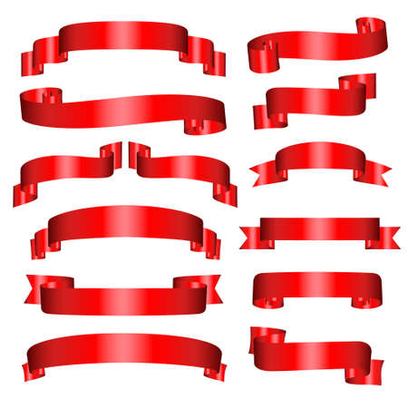 Banners set of thirteen red banners on the whiteのイラスト素材