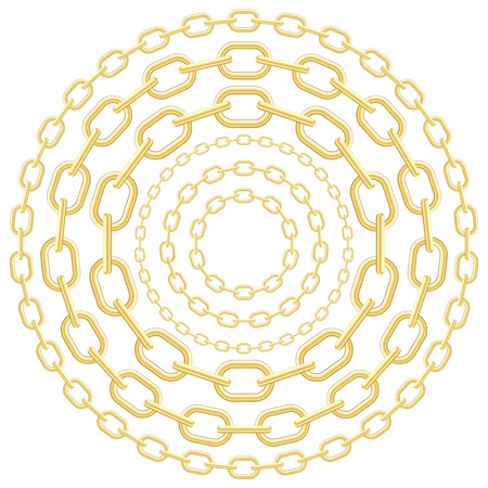 Gold circle chains isolated on white background. Vector illustration. のイラスト素材