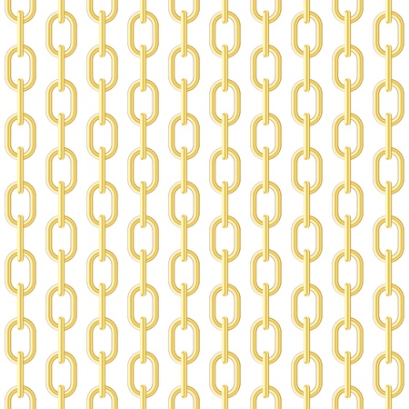 Gold chain on white seamless vector background.