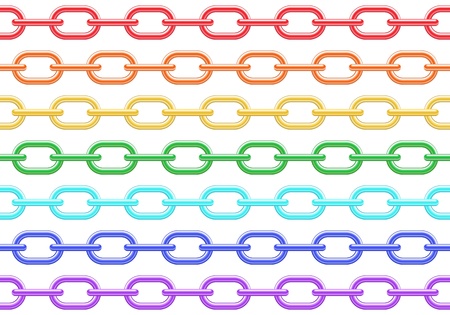 Colorful chain on white seamless vector background.のイラスト素材