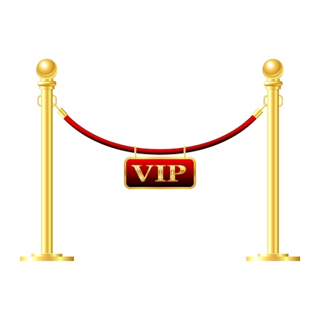 Seamless gold fence with red rope isolated on whiteのイラスト素材