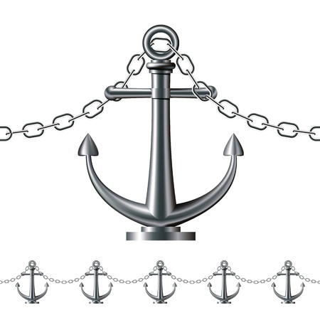 Seamless steel fence featuring an anchor isolated on white   illustrationのイラスト素材