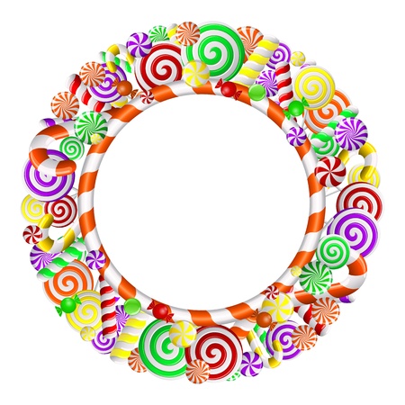 Sweet frame with colorful candies  のイラスト素材